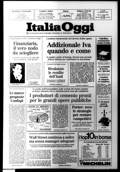 Italia oggi : quotidiano di economia finanza e politica